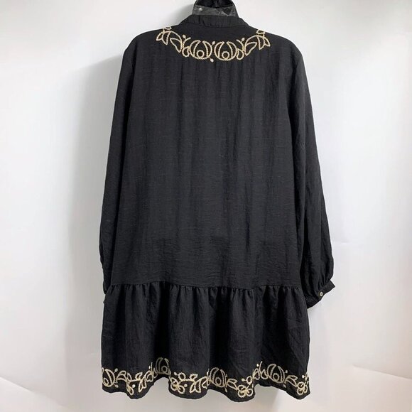 Zara Women's Embroidered Pullover Long Sleeve Front Tie Mini Dress Size M - Picture 2 of 13